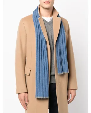 Brunello Cucinelli リブ編みカシミヤスカーフ（ブルー） - サムネイル2