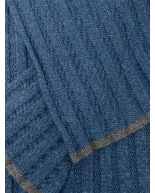 Brunello Cucinelli リブ編みカシミヤスカーフ（ブルー） - サムネイル3