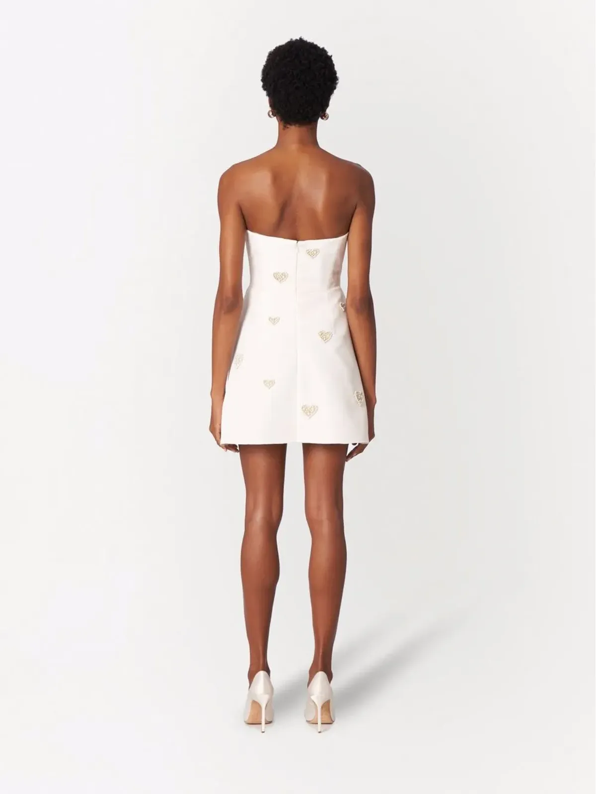 Carolina Herrera パール装飾ストラップレス シルクドレス - 画像4