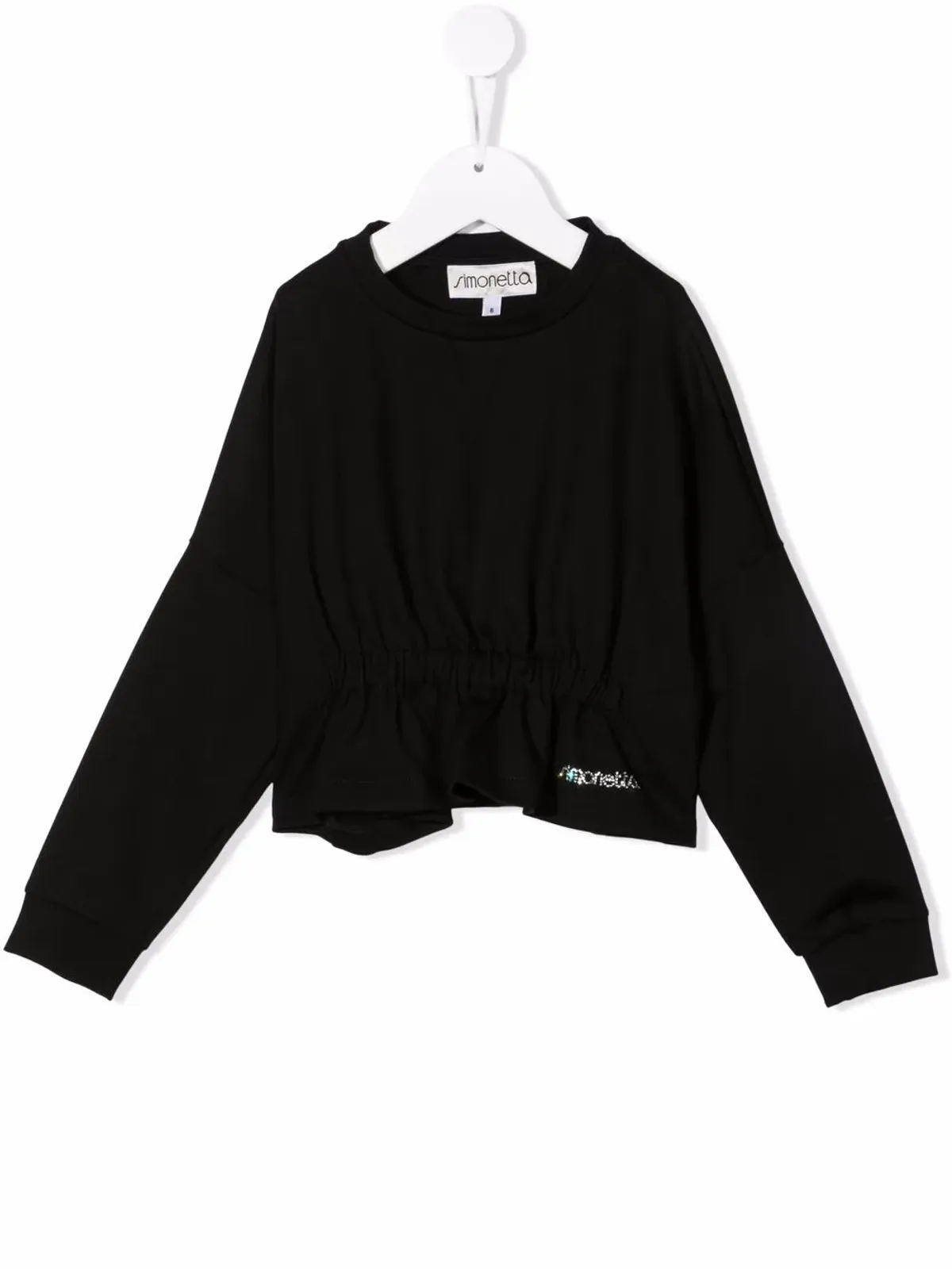 Simonetta rhinestone-embellished logo blouse - Black - 画像1