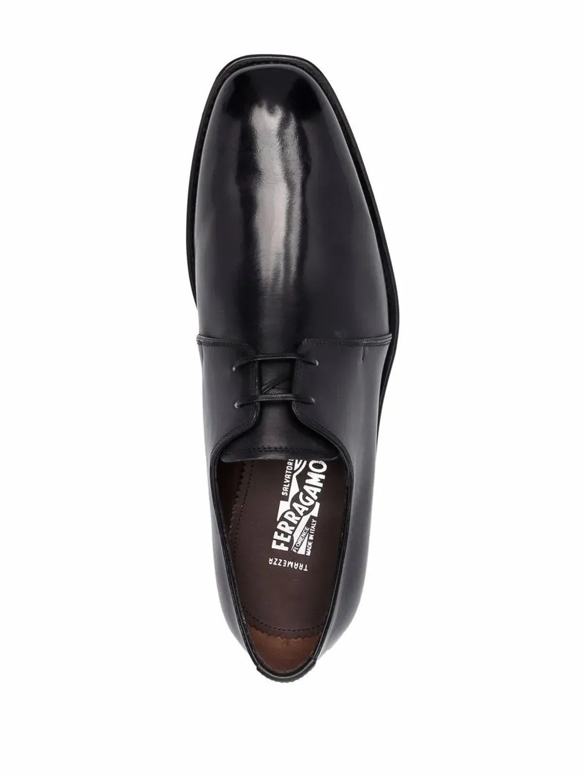 Ferragamo アーモンドトゥ レースアップ ダービーシューズ ブラック - 画像4