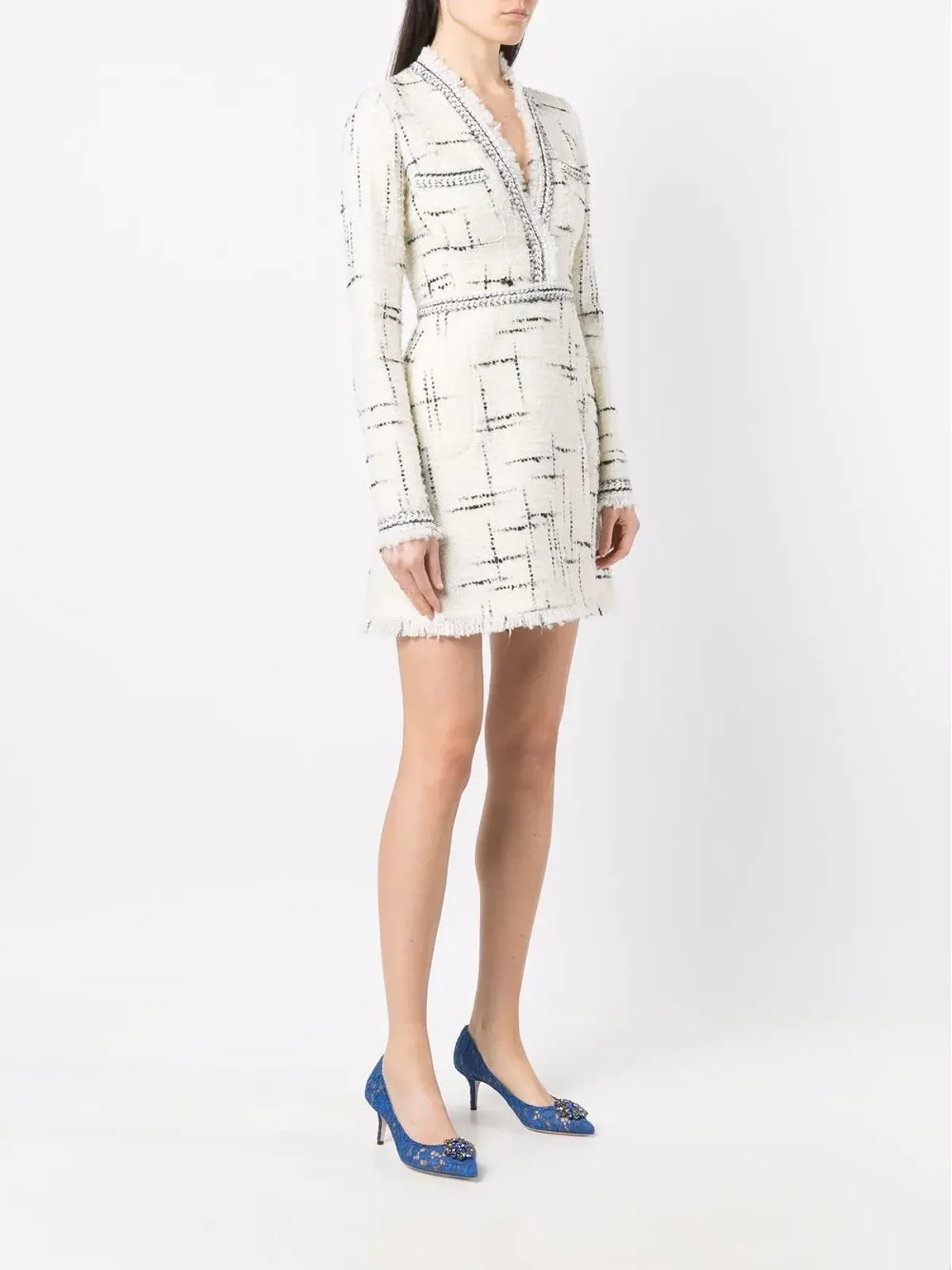 Giambattista Valli ツイードニット長袖ドレス - 画像3