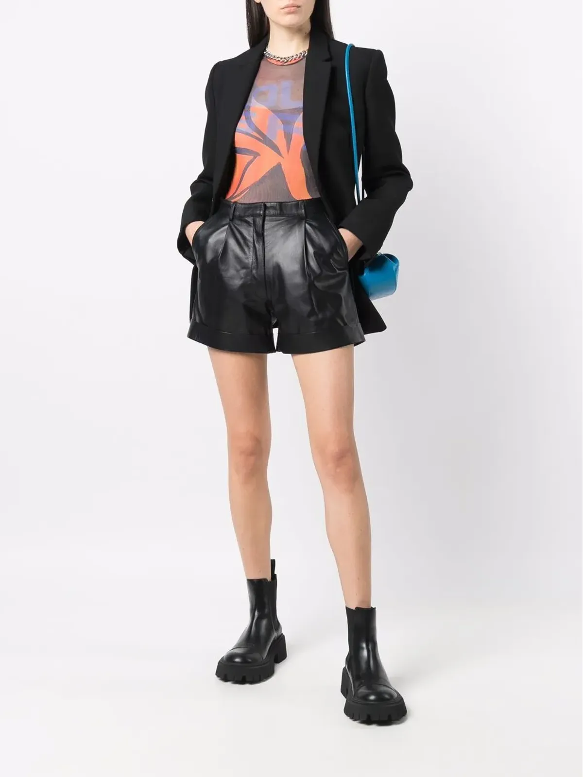 Manokhi Jett high-waisted leather shorts - Black - 画像2