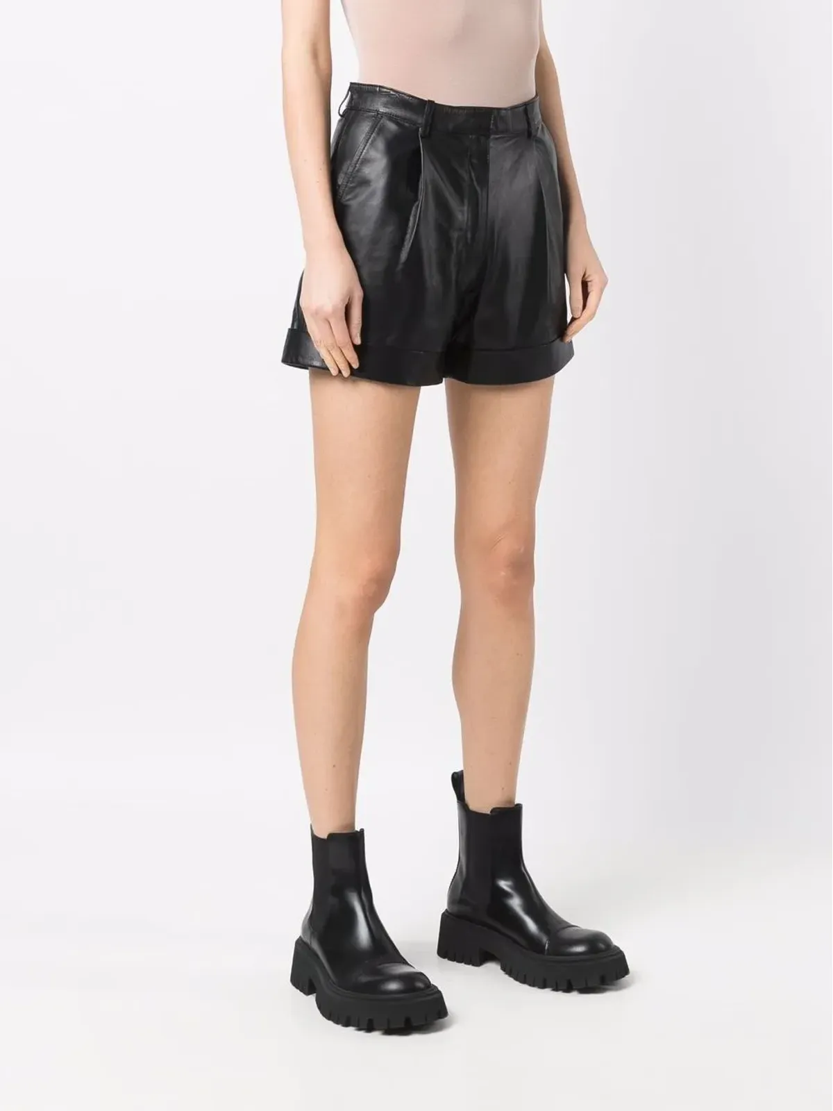 Manokhi Jett high-waisted leather shorts - Black - 画像4