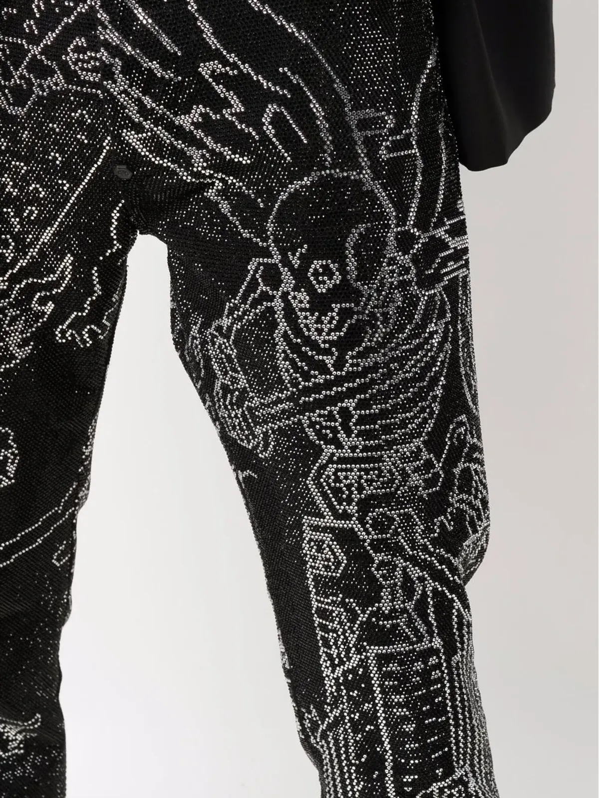 Philipp Plein スケルトンタトゥー ストレートジーンズ ブラック - 画像5
