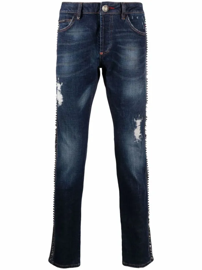 Philipp Plein Philipp Plein デニム ダメージ加工ストレートジーンズの商品画像