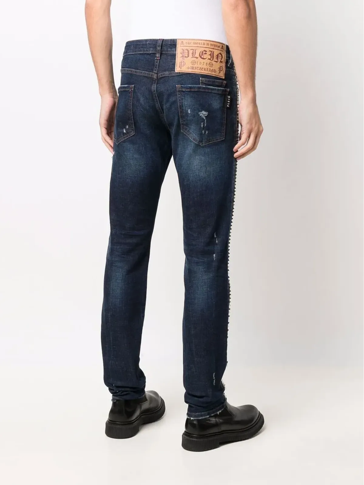 Philipp Plein デニム ダメージ加工ストレートジーンズ - 画像4