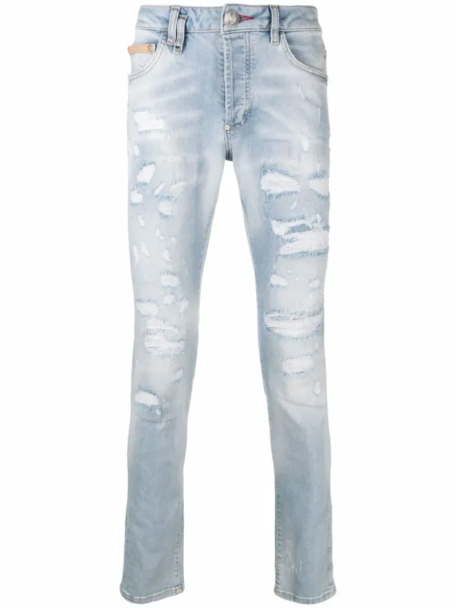 Philipp Plein Philipp Plein リップドスキニージーンズ - ブルーの商品画像