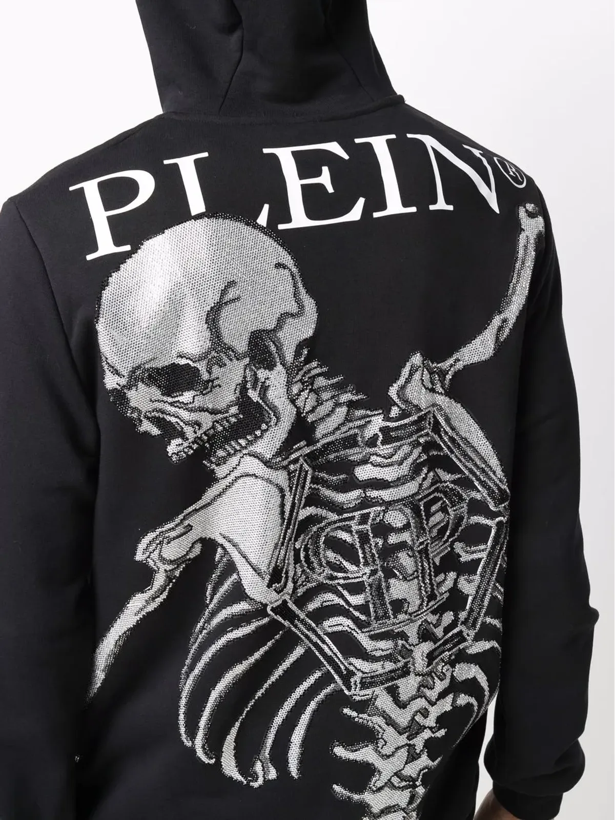 Philipp Plein スケルトンプリント プルオーバーフーディー（ブラック） - 画像5