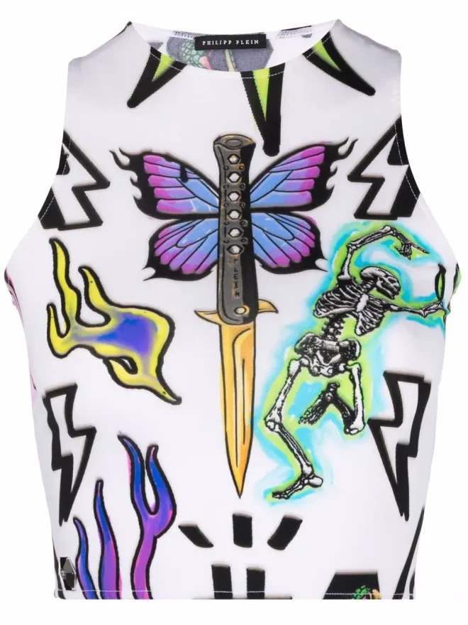 Philipp Plein Philipp Plein モノグラムタトゥー・クロップトップの商品画像
