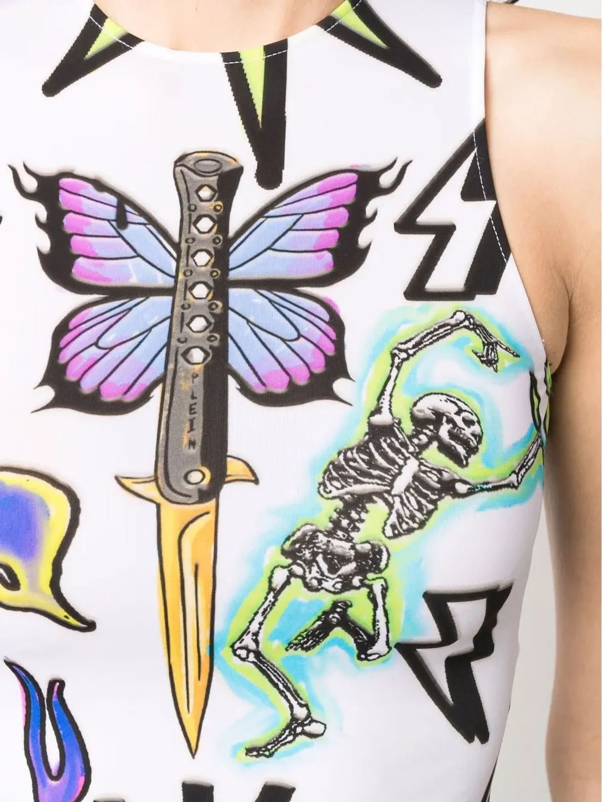 Philipp Plein モノグラムタトゥー・クロップトップ - 画像5