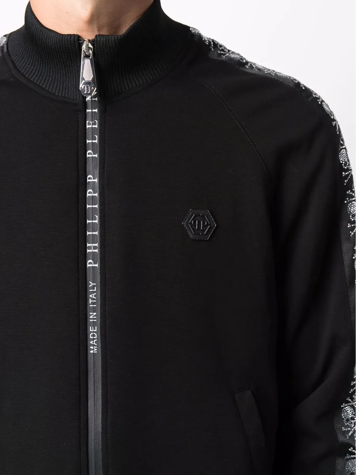 Philipp Plein スカルモチーフ・ストライプ ボンバージャケット - 画像5