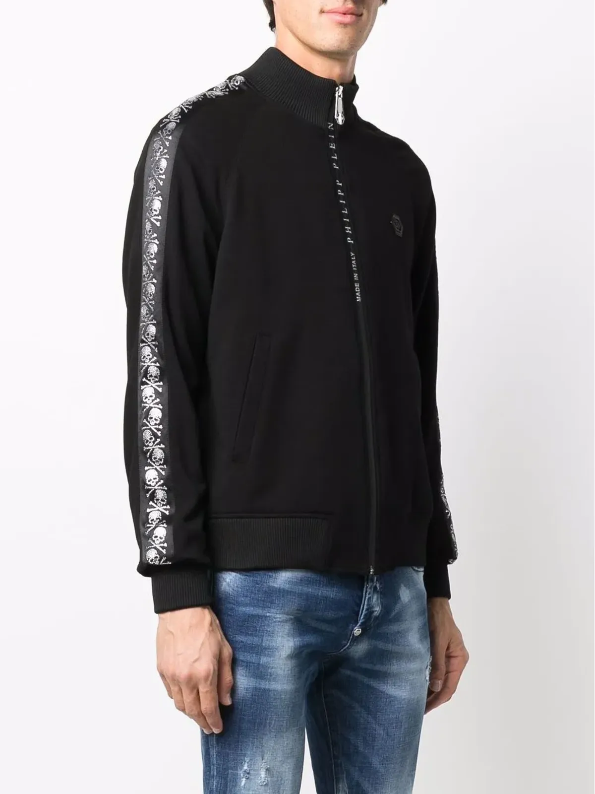 Philipp Plein スカルモチーフ・ストライプ ボンバージャケット - 画像3