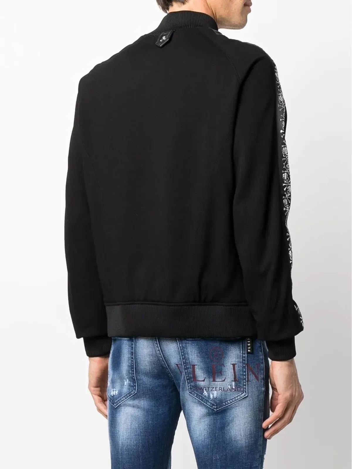 Philipp Plein スカルモチーフ・ストライプ ボンバージャケット - 画像4