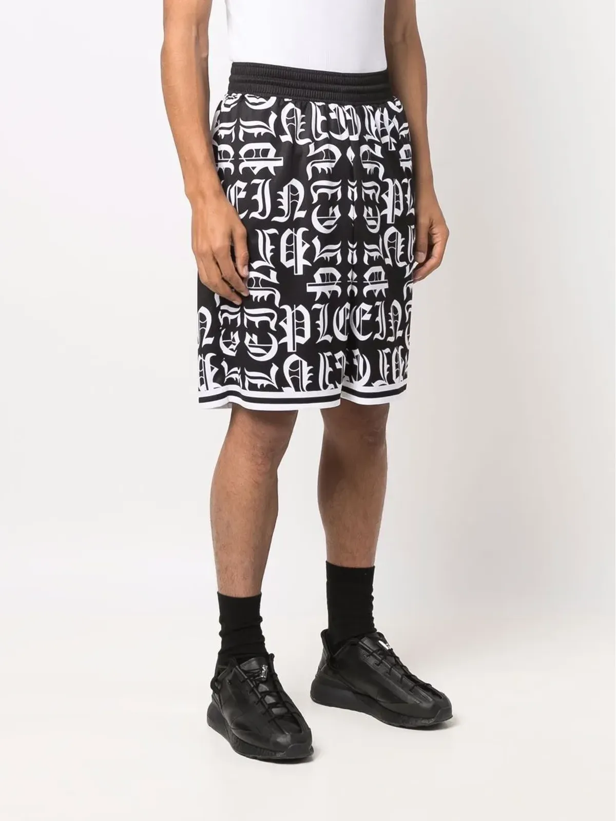 Philipp Plein ロゴプリント ジョギングショーツ - ブラック - 画像3