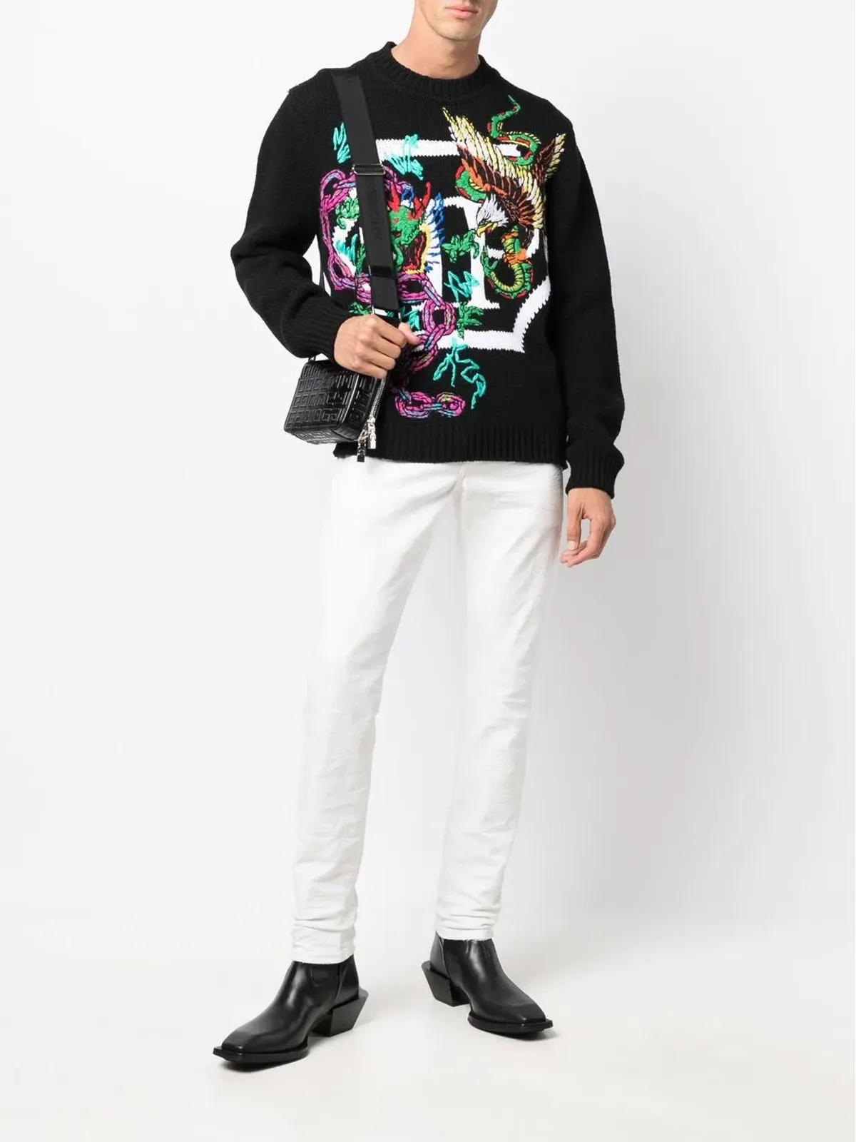Philipp Plein パターン柄インターシャ編みニットセーター - 画像2