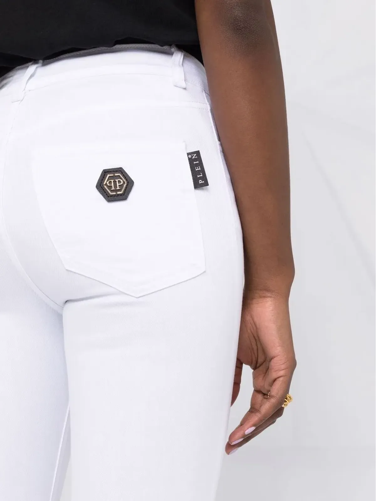Philipp Plein ロゴアップリケ スキニー ジーンズ - 画像3