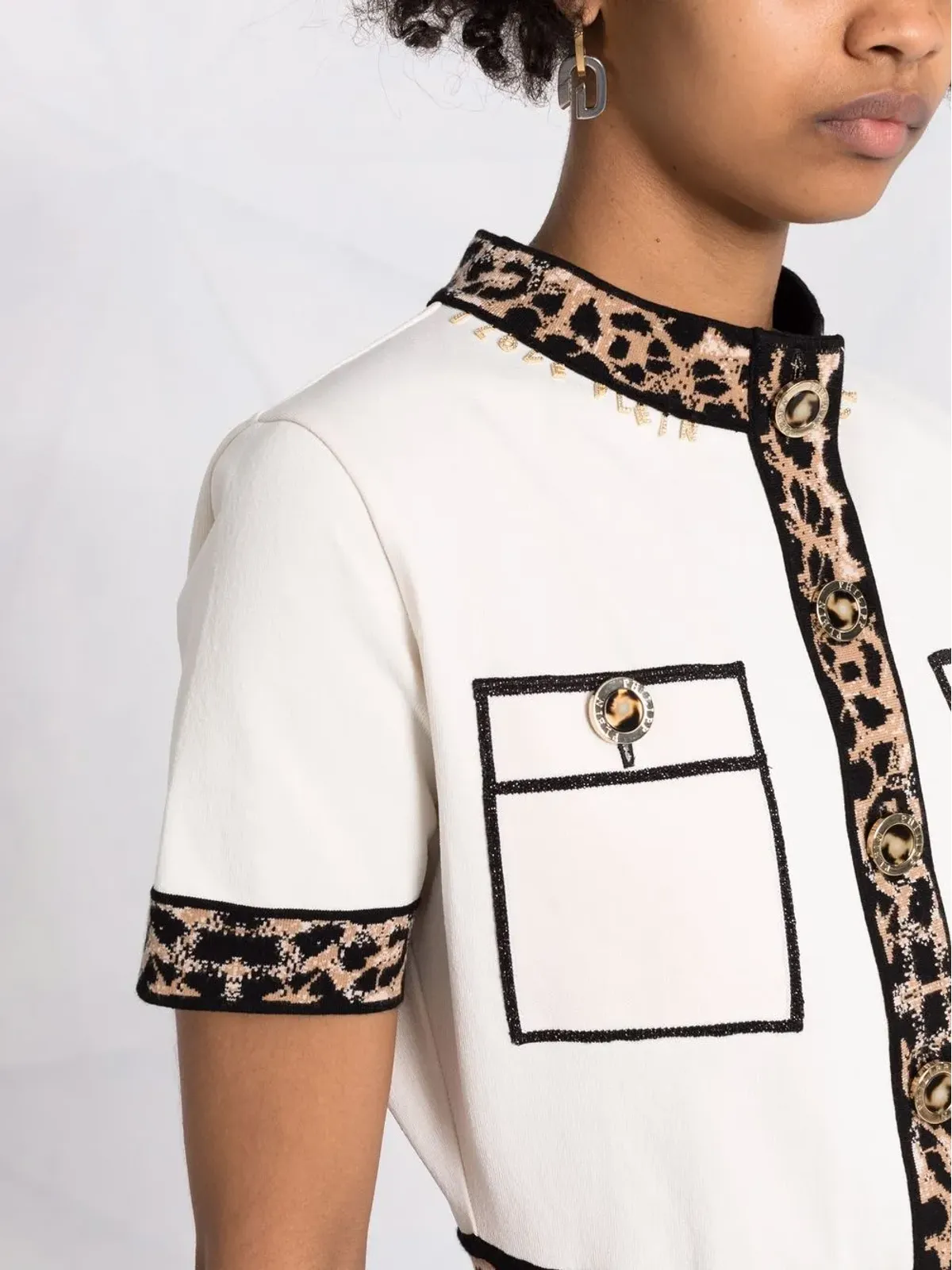 Philipp Plein ヒョウ柄トリムドレス - 画像3