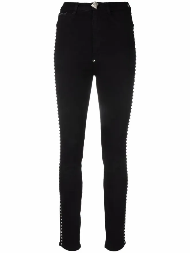 Philipp Plein Philipp Plein クリスタル・スーパーハイウェスト・スキニージーンズ - ブラックの商品画像