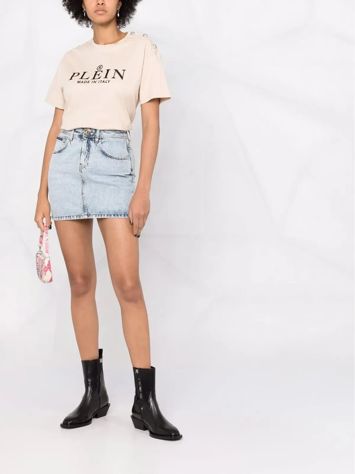 Philipp Plein スカル刺繍デニムミニスカート - ブルー - 画像2