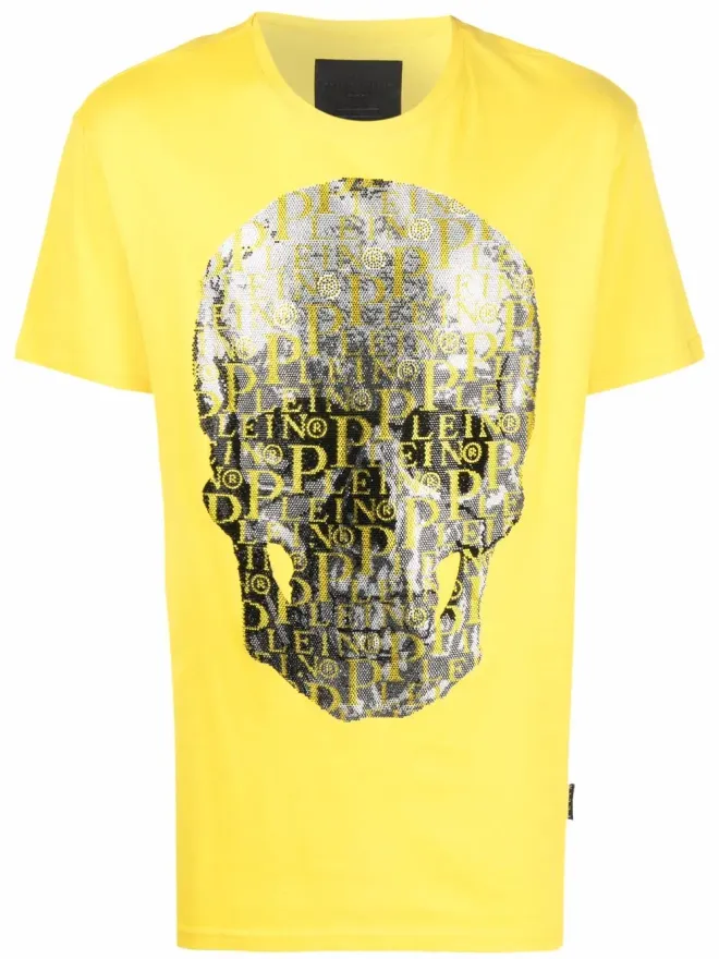 Philipp Plein Philipp Plein ビーズロゴ・スカルTシャツ - Yellowの商品画像