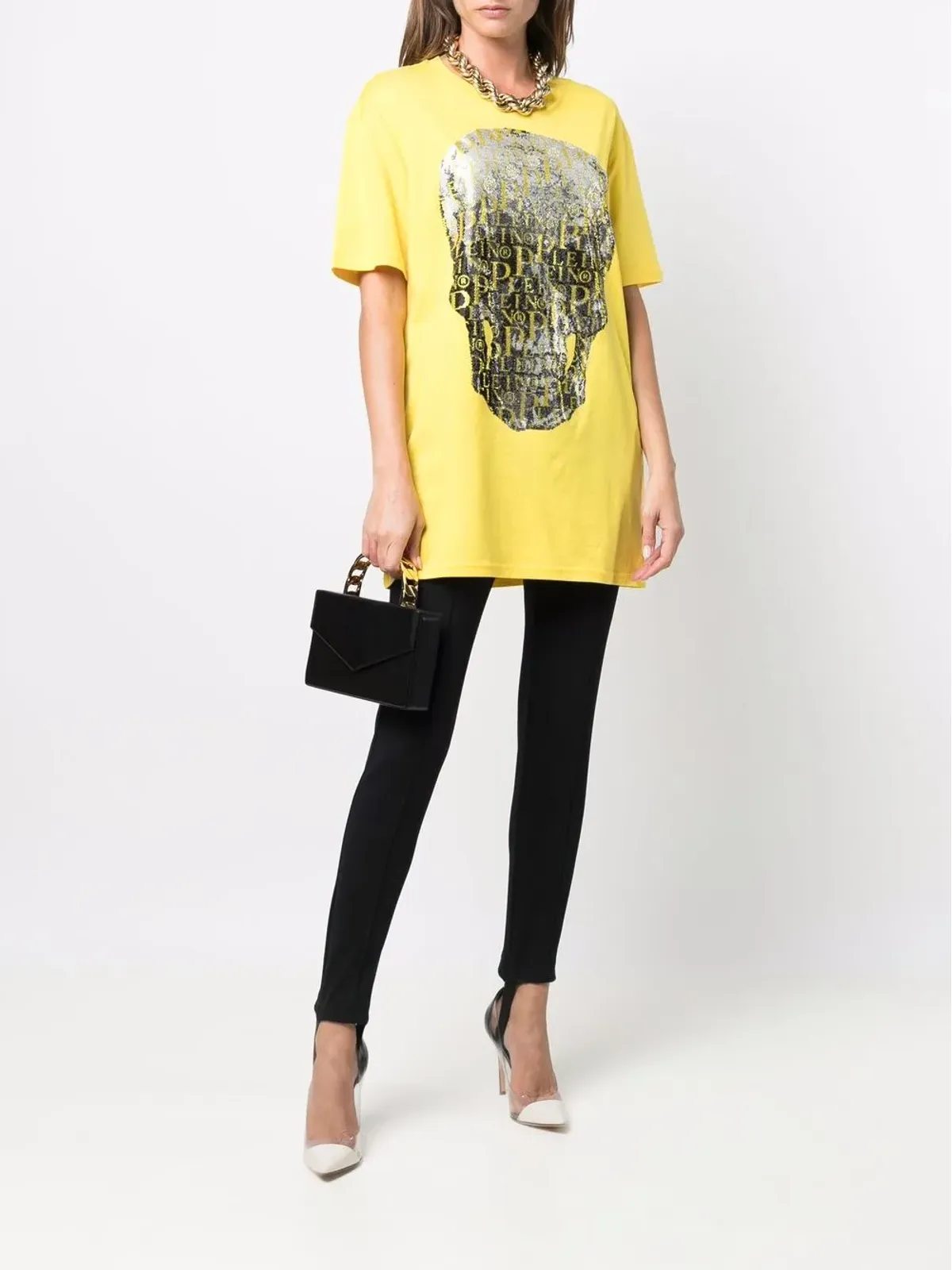 Philipp Plein ビーズロゴ・スカルTシャツ - Yellow - 画像3