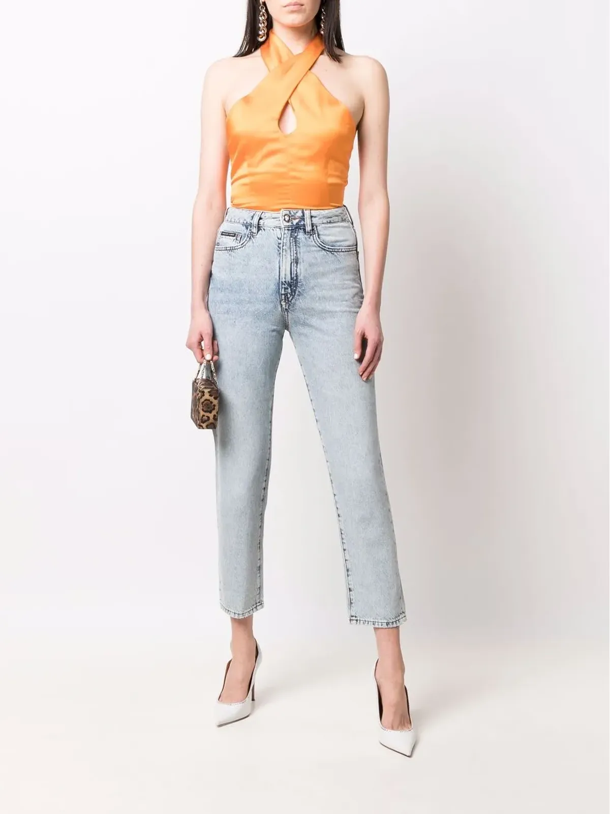 Philipp Plein クロップドハイウエスト ボーイフレンドジーンズ - 画像2