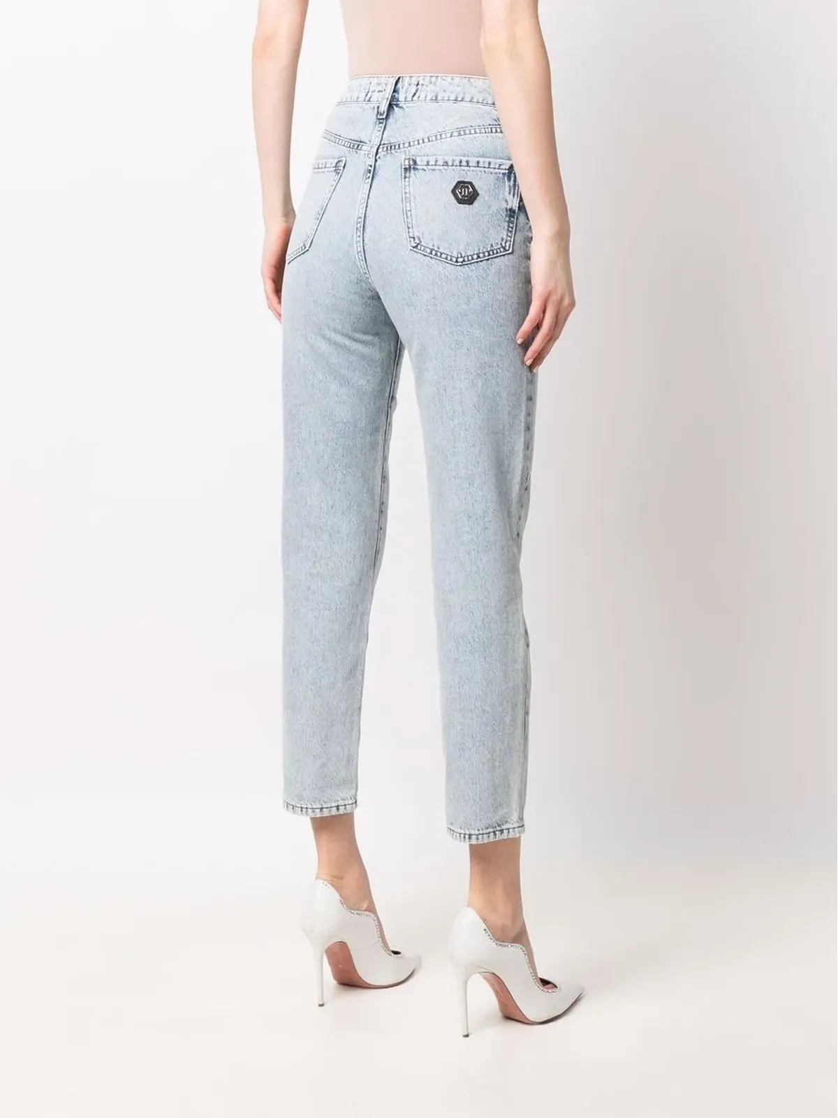 Philipp Plein クロップドハイウエスト ボーイフレンドジーンズ - 画像4