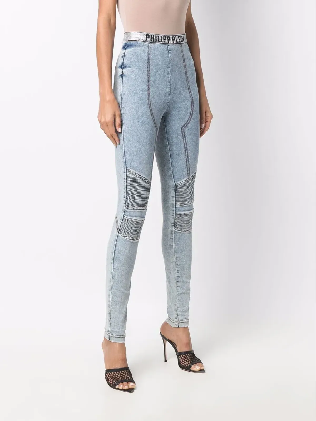 Philipp Plein ロゴ入りウエストバンドデニムレギンス - 画像3