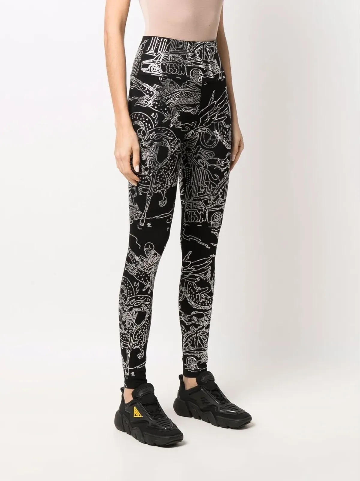 Philipp Plein タトゥープリント・エンブリッシュド・レギンス - ブラック - 画像3