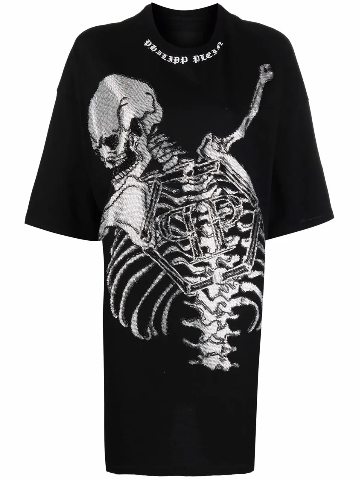 Philipp Plein スケルトンプリントTシャツドレス - 画像1
