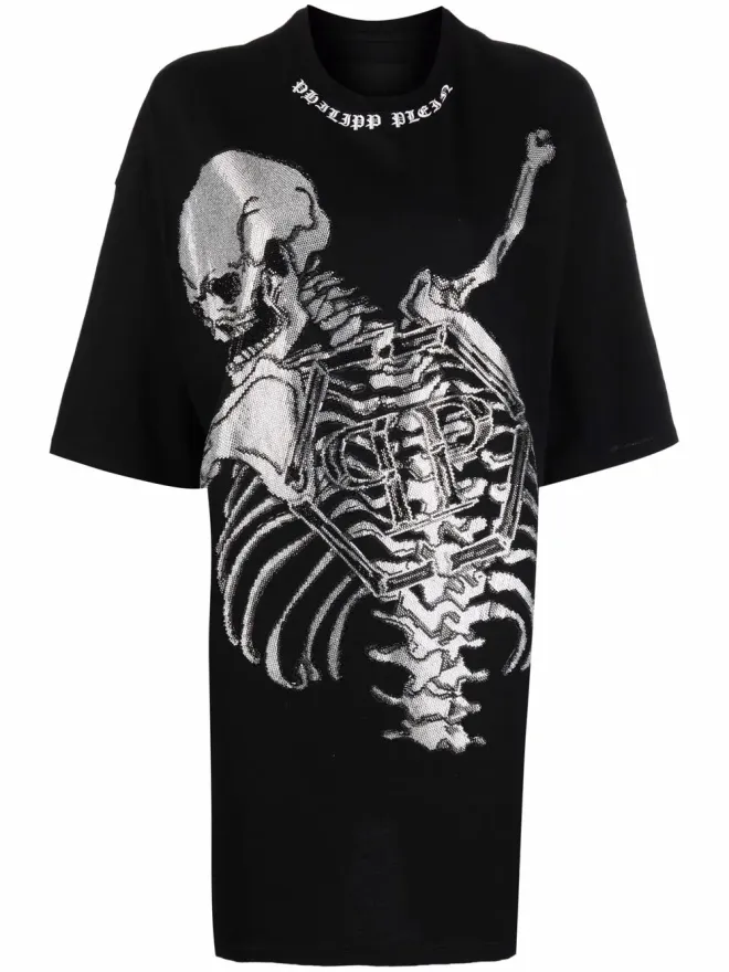 Philipp Plein Philipp Plein スケルトンプリントTシャツドレスの商品画像