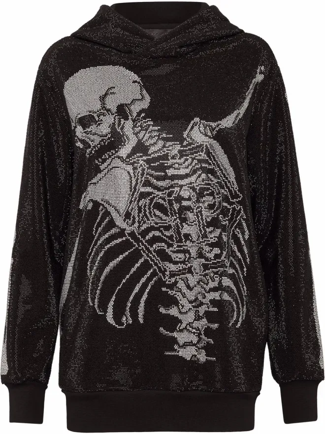 Philipp Plein Philipp Plein ラインストーン装飾スケルトンフーディの商品画像