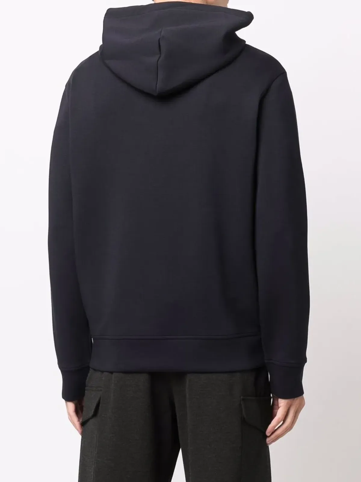 Emporio Armani ロゴパッチ付きネイビー長袖フーディー - 画像4