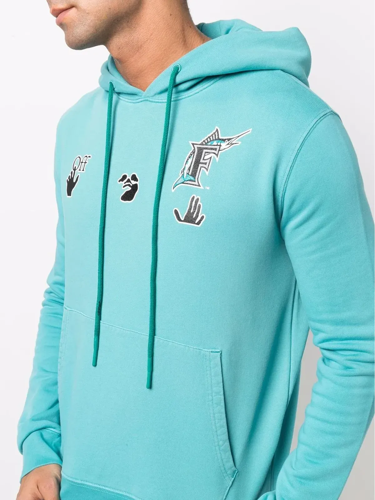 Off-White x MLB Florida Marlins ロゴプリント フーディー - 画像5
