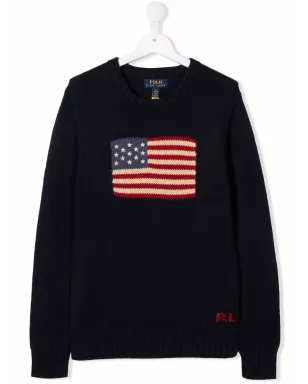 POLO RALPH LAUREN KIDS 旗柄長袖ニットセーター - サムネイル1
