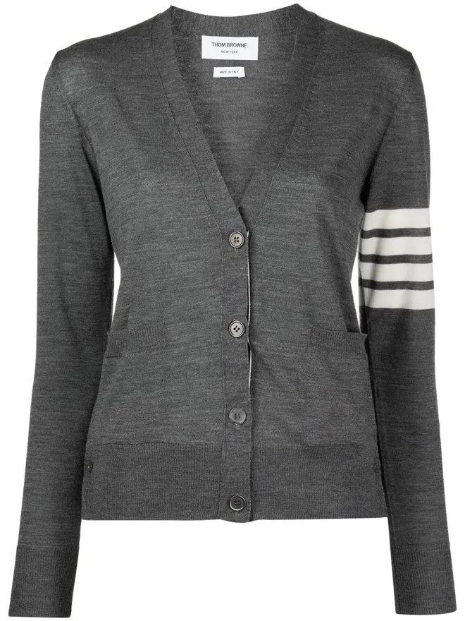 Thom Browne Thom Browne 4バー・ストライプ Vネック カーディガン - Greyの商品画像