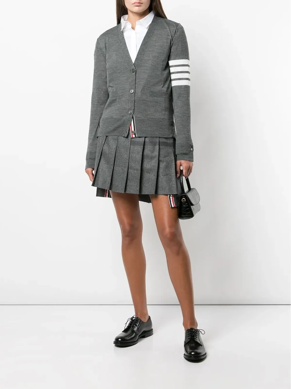 Thom Browne 4バー・ストライプ Vネック カーディガン - Grey - 画像2