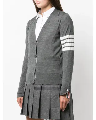 Thom Browne 4バー・ストライプ Vネック カーディガン - Grey - サムネイル3