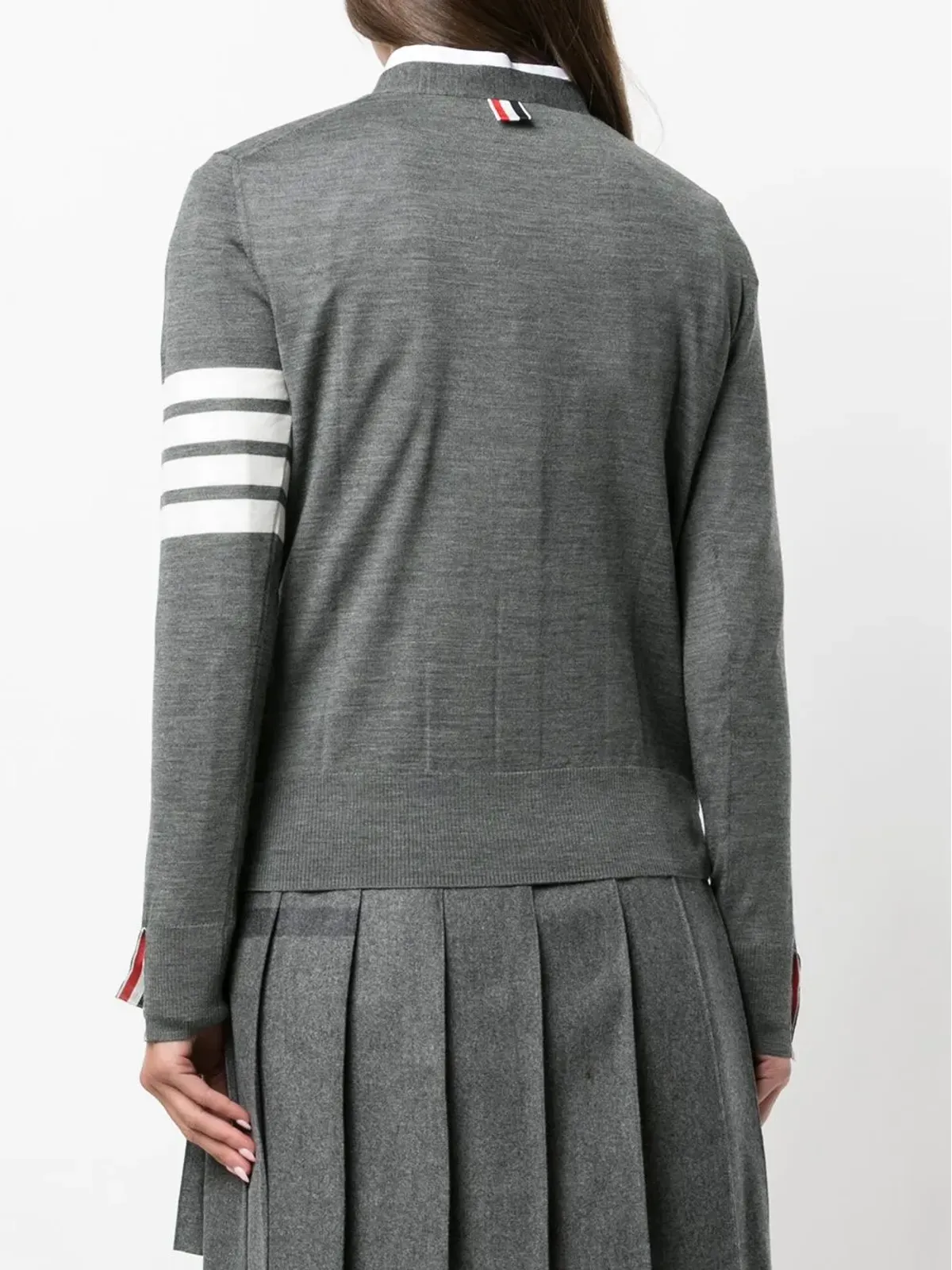 Thom Browne 4バー・ストライプ Vネック カーディガン - Grey - 画像4