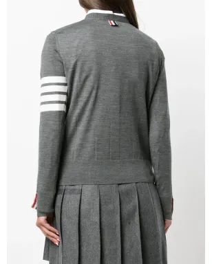 Thom Browne 4バー・ストライプ Vネック カーディガン - Grey - サムネイル4