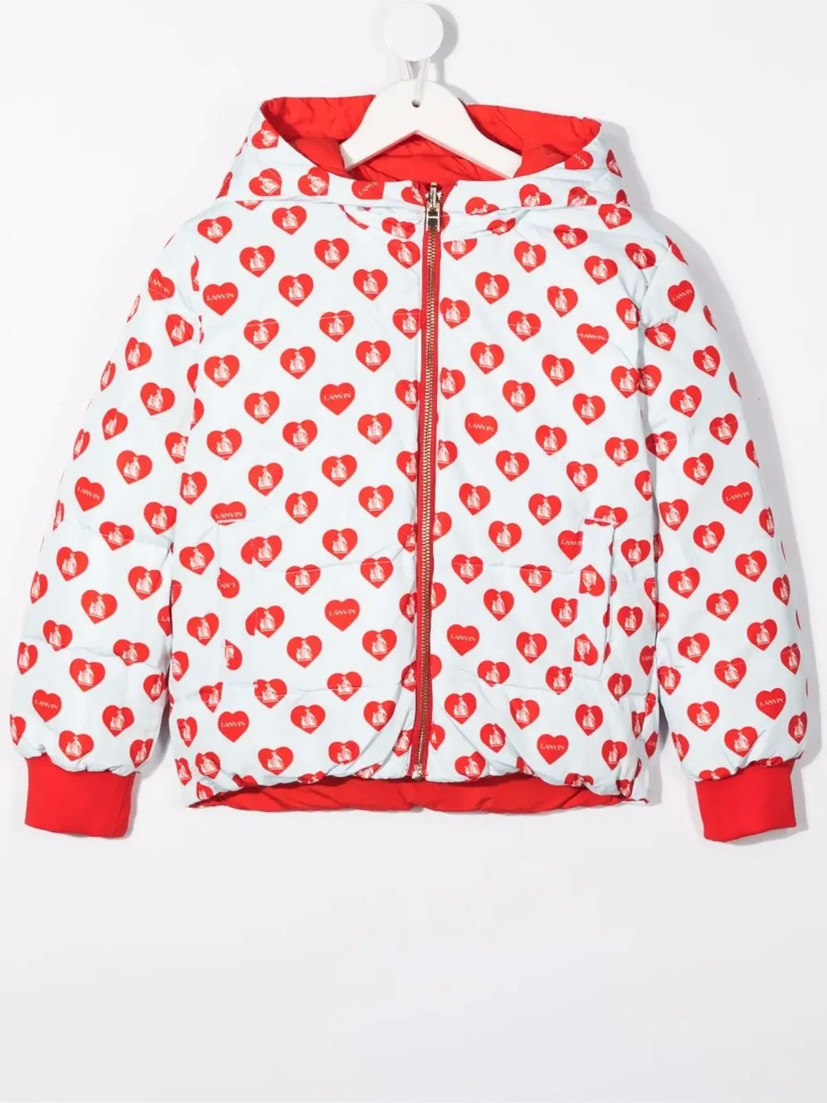 Lanvin Enfant ハートプリント リバーシブル ボンバー ジャケット - レッド - 画像4