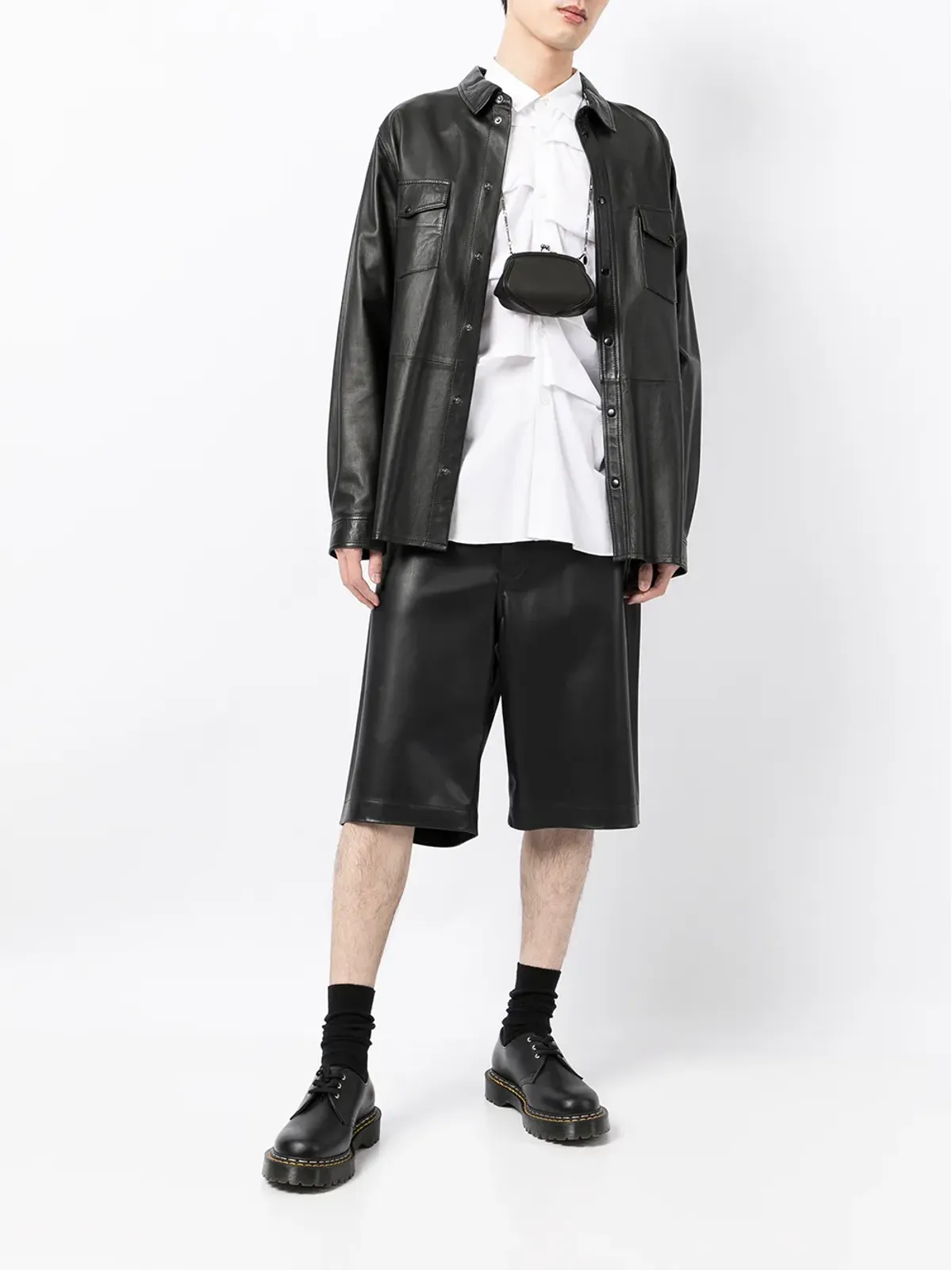Discord Yohji Yamamoto クラスプレザーショルダーバッグ - Black - 画像2