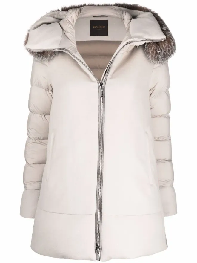 Moorer Moorer ジップファスナー付きパッド入りコート - ニュートラルカラーの商品画像