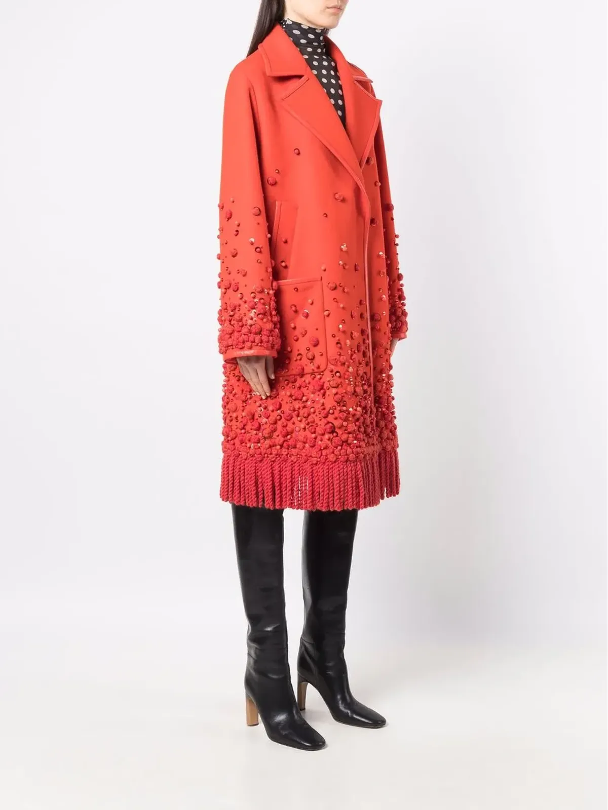 Valentino Garavani ビーズ付きシングルブレストコート - 画像3