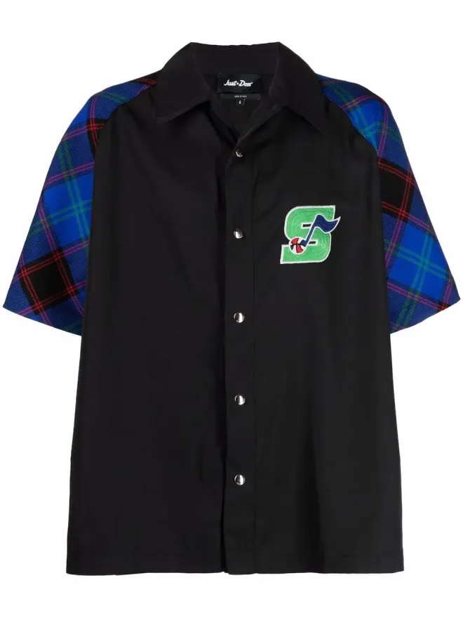 Just Don Just Don colour-block short-sleeved shirt - Blackの商品画像