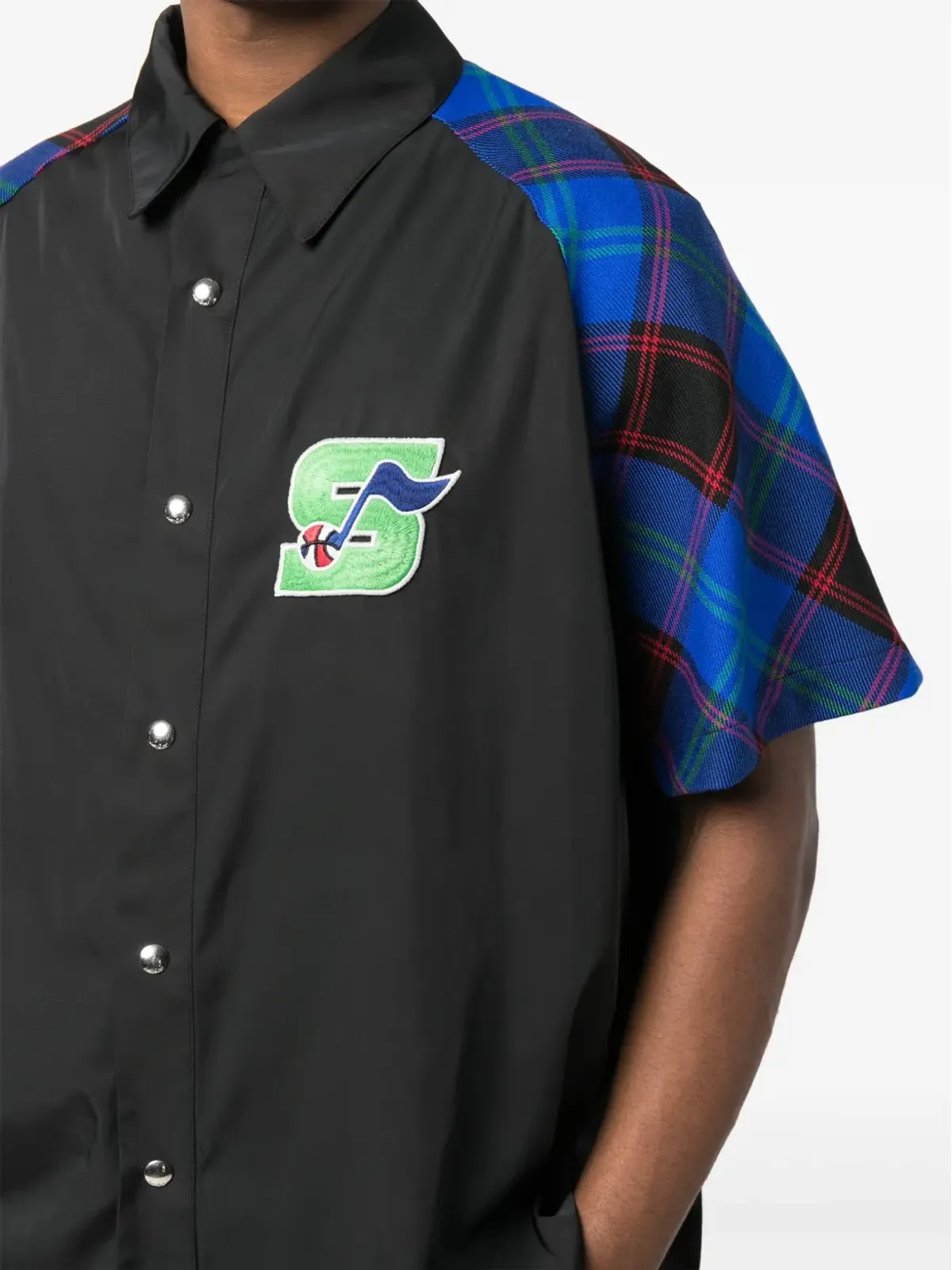 Just Don colour-block short-sleeved shirt - Black - 画像5