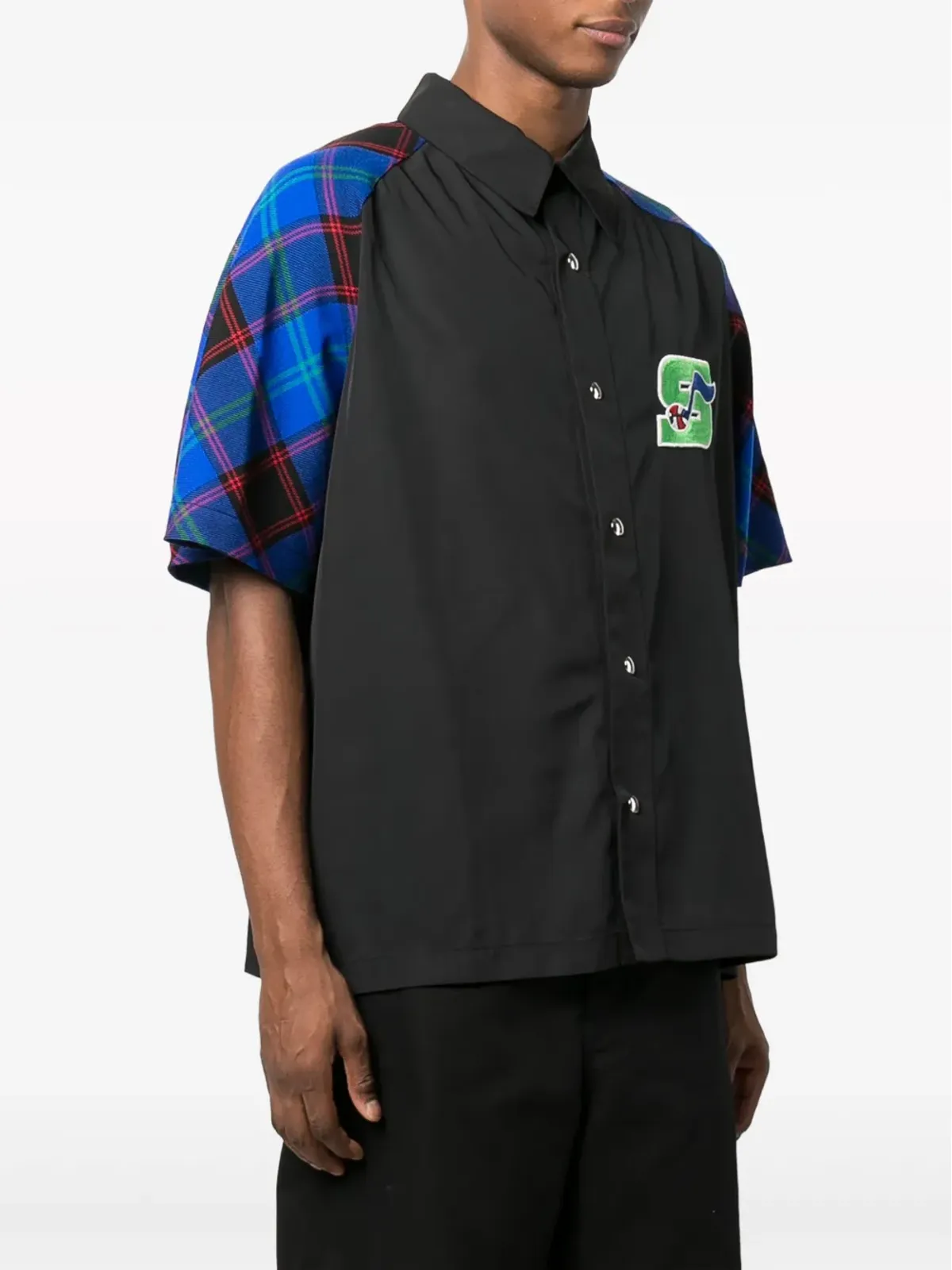 Just Don colour-block short-sleeved shirt - Black - 画像3