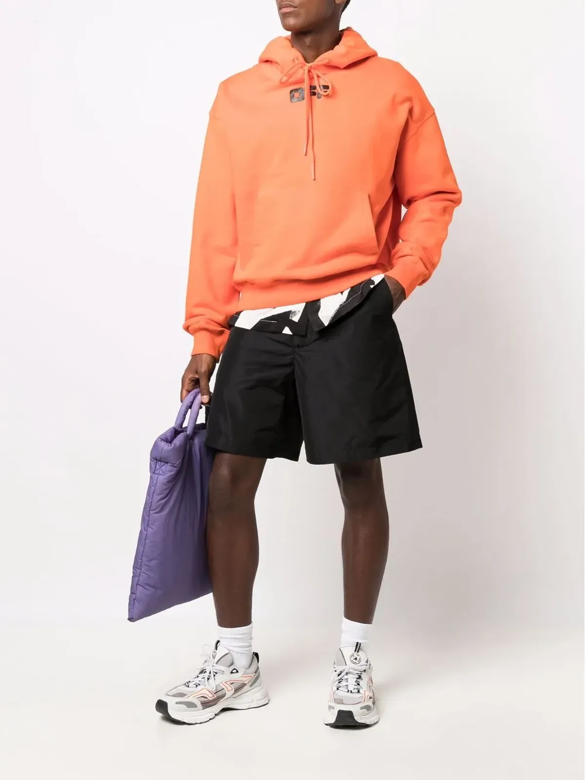 Off-White ロゴプリント ドローストリング コットン パーカー - 画像2