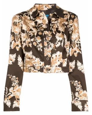 Christian Lacroix Pre-Owned リーフ柄クロップドジャケット - サムネイル1